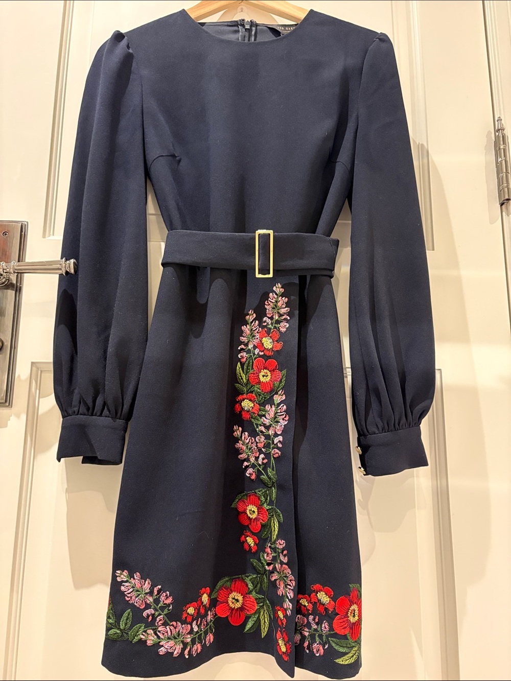 Ted Baker Navy Mini Dress with Red & Pink Floral Embroidery